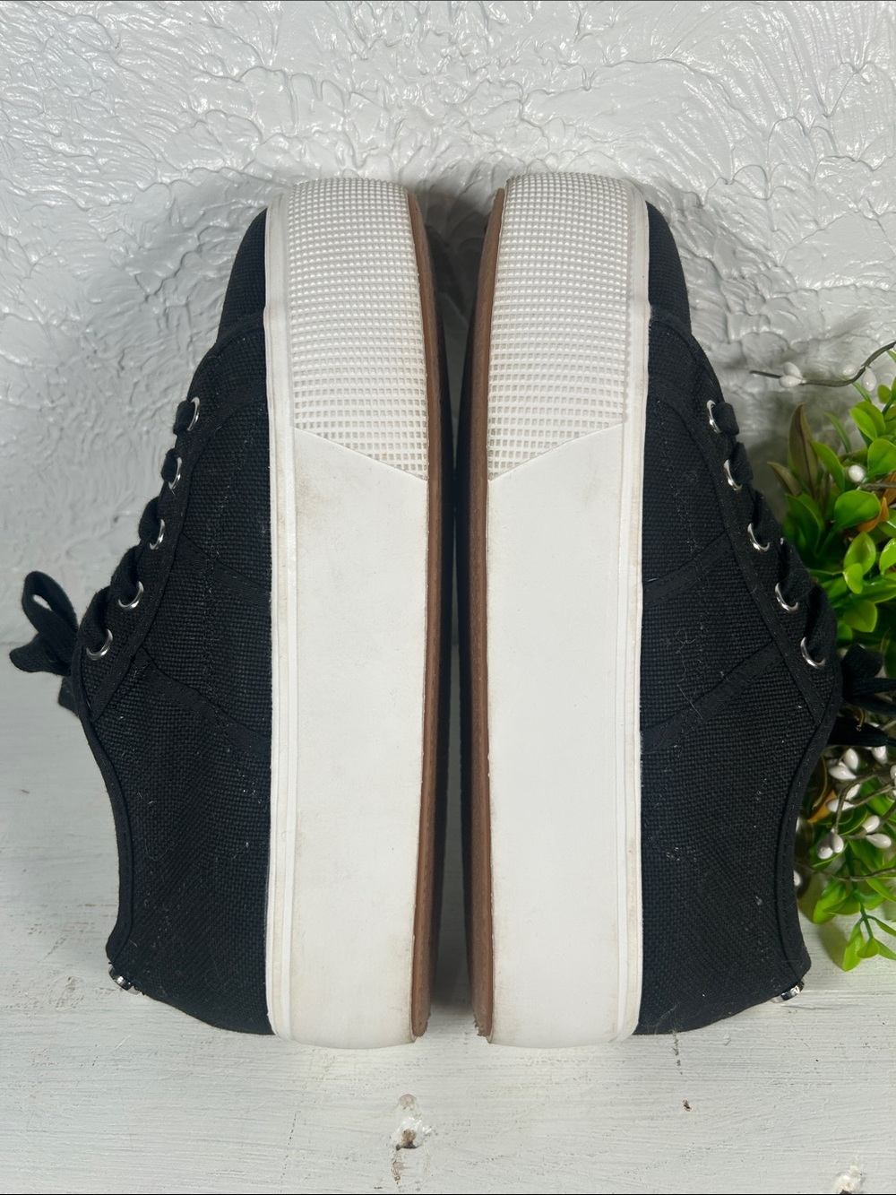 Steve Madden Platform Black Canvas Lace-Up Sneakers Size 7.5 - Picture 5 of 15